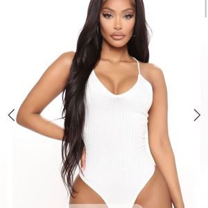White Fashion Nova Bailey Anne Ribbed Bodysuit